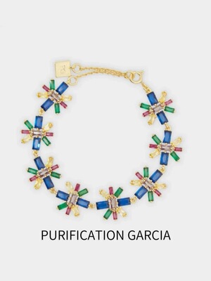 Purification Garcia小众轻奢个性时尚花形镶嵌彩钻手链厚金电镀