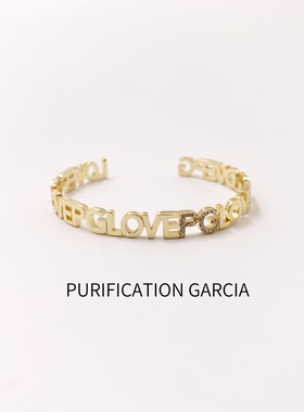 Purification Garcia个性设计高抛光字母手镯厚金，白钻