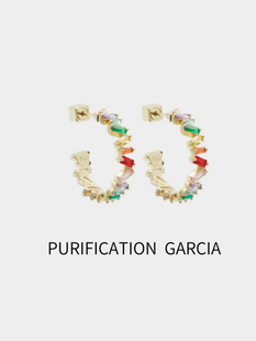 Purification Garcia轻奢小众设计耳环镶嵌彩钻C形高级感耳针