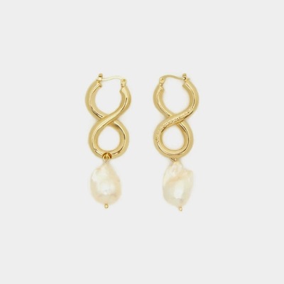 Purification Garcia轻奢时尚八字垂吊巴洛克珍珠耳针厚金电镀