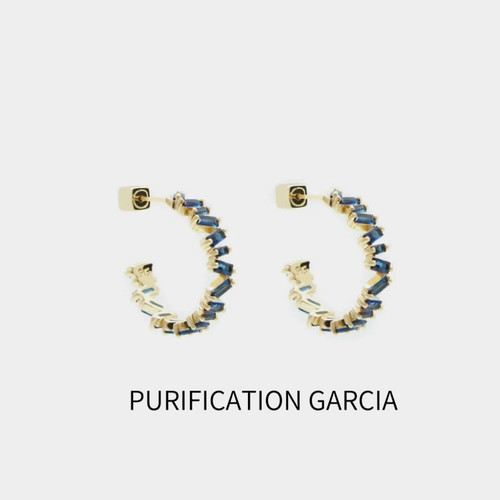 Purification Garcia轻奢时尚镶嵌蓝钻C形耳针，厚金电镀