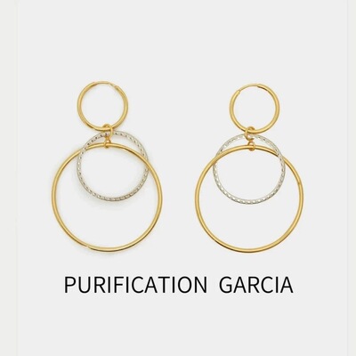 Purification Garcia小众轻奢几何设计双色耳圈厚电镀