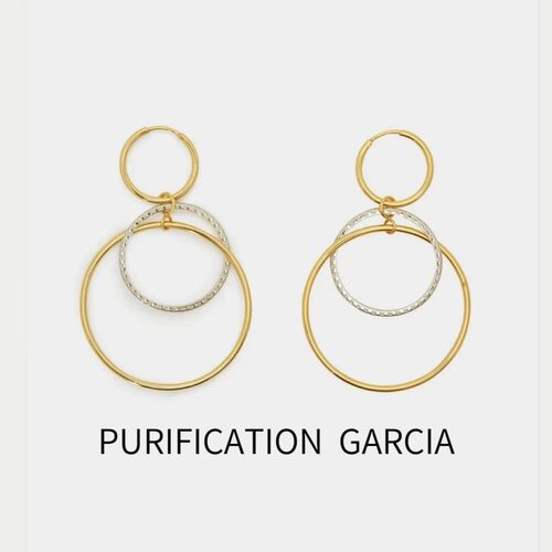 Purification Garcia小众轻奢几何设计双色耳圈厚电镀