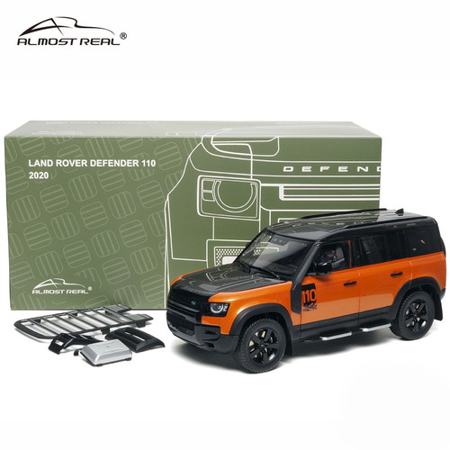 Almost Real新品模型1:18路虎卫士110 2020款 合金全开车模 橙/黑
