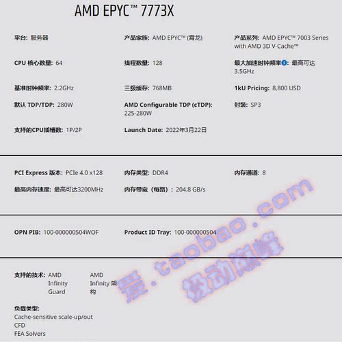 AMD EPYC（霄龙）7773X
