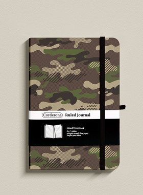 迷彩印花横线笔记本绑带收纳袋书写记事本A5硬面手帐本刻字定制
