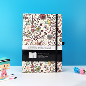 A5花卉硬面160gsm绑带点阵记事本子弹笔记本加厚横线小清新手账本