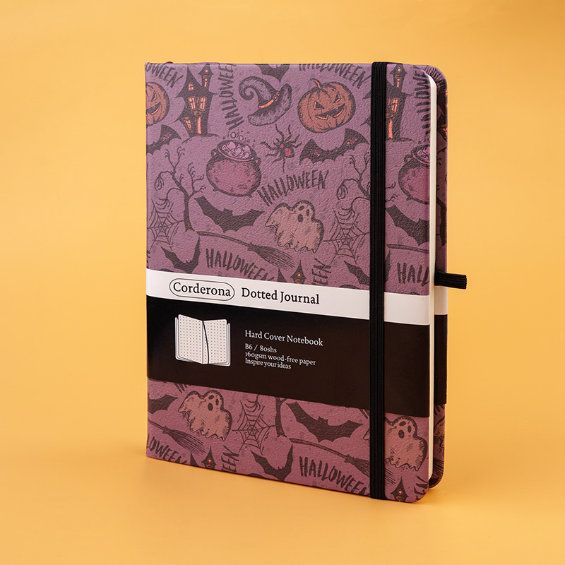 万圣节硬面点阵绑带手账本