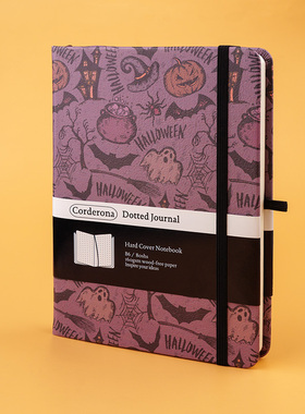 万圣节点阵笔记本160gsm印花仿皮学生创意潮流B6硬面绑带手账本