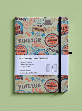 复古点阵子弹笔记本绑带本子160克超厚书写小清新A5硬面手帐本