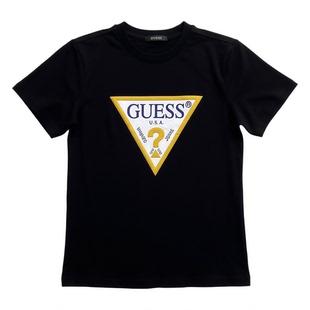 衫 经典 休闲T恤衫 M码 男女时尚 短袖 圆领夏季 GUESS剪洗标男版 倒三角