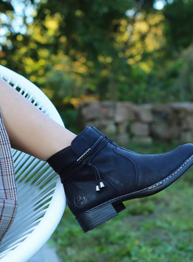 加绒里 柔软宽楦 德国RIEKER 73488 低跟包暖绒2023秋冬新款短靴