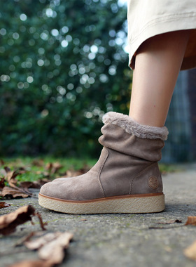 保暖舒适 防滑牛筋底德国RIEKER Y0070 真皮保暖雪地靴防滑底棉靴