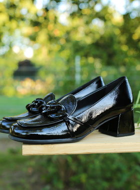 高级宽楦 软漆皮 里外全羊皮 奥地利友高HOGL 104315 中跟女鞋