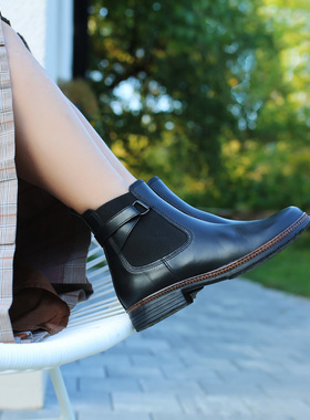 柔软小牛皮超轻软底走路无声德国嘉宝 GABOR 54.670 低跟切尔西靴