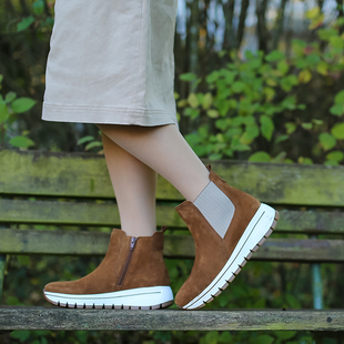 很舒适德国嘉宝女鞋gabor 73.550真皮可拆鞋垫秋冬厚底短靴新款