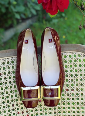 颜色相当正！奥地利高端女鞋 友高HOGL 104024 里外全皮中跟女鞋