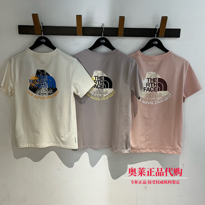 TheNorthFace 北面2025夏新款短袖女户外休闲印花圆领速干T恤8D7N