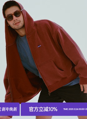 MilkShot复古重水洗卫衣设计师款小众品牌秋冬潮牌男拉链连帽外套