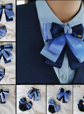 领结女蓝色韩版护士头花邮政建行移动电信农商行领花发网套装别针