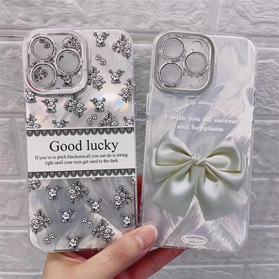 适用苹果17闪粉羽纱卡通X60手机壳NOVA14可爱精孔Y200i保护套13promax带镜头膜MATE70PRO高品P80荣耀400