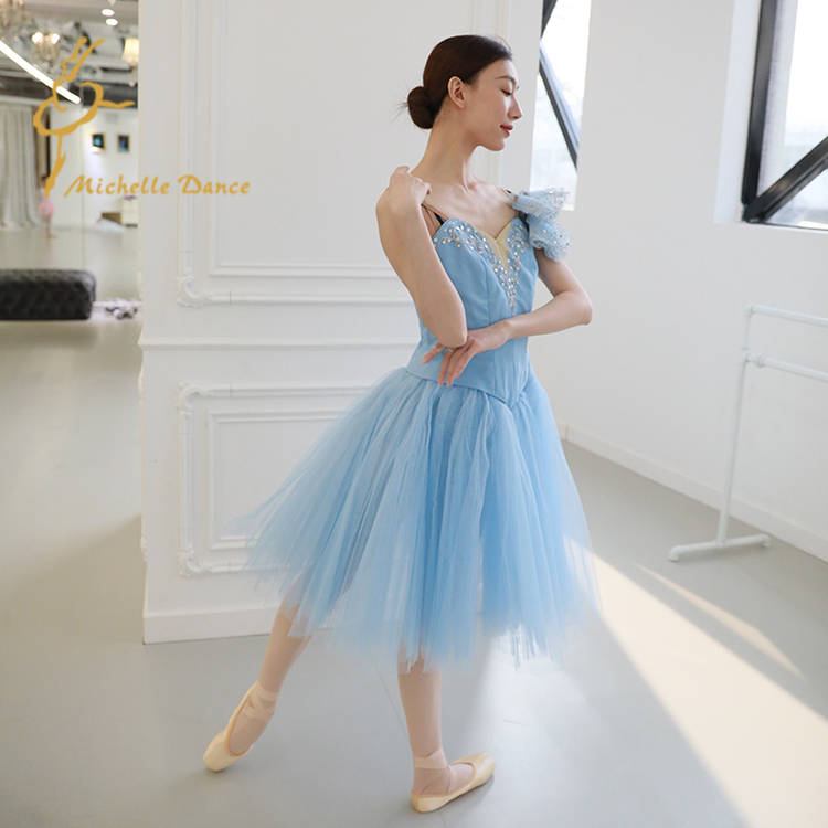 Michelle Dance 俄罗斯大牌演出服蓝色钟形裙GRISKO现货L