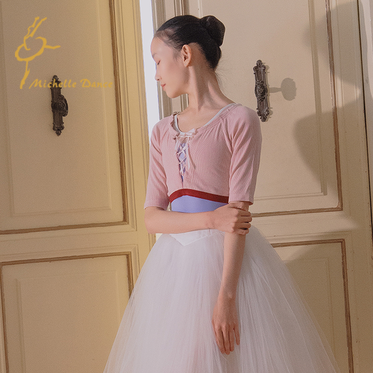 MichelleDance 芭蕾精美螺纹半截上衣 柔软冷气衫吉赛尔风特价