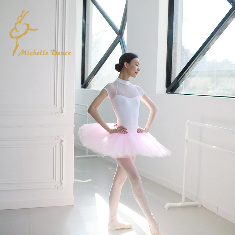 Michelle Dance  六层硬纱专业排练演出tutu裙白色黑色粉色红色