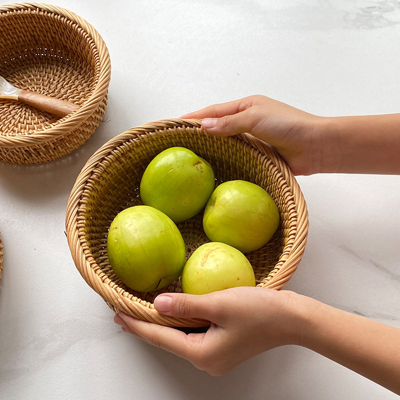 藤编迷你果篮密实手工艺糖果筐年货瓜子篮装红枣坚果小零食收纳框