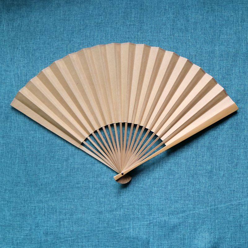 苏工玉竹折扇彩色宣纸水磨书画