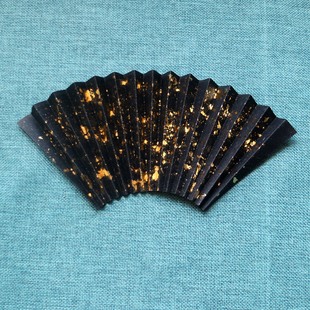 9.5寸彩色手工洒金折扇空白扇面黑色古法传统鱼籽金薄工艺备用