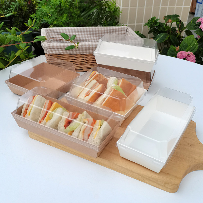 网红三明治盒子一次性家用肉松小贝毛巾卷三明治包装盒方形商用