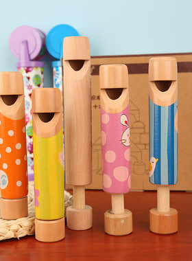 木制可爱儿童抽拉口哨变音实木推拉木笛子可变声儿童吹奏玩具乐器