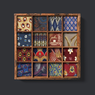 商务男领带休闲英伦复古花朵高端红色桑蚕丝结婚 手打正装 X27