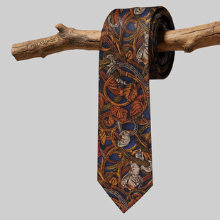 休闲真丝礼盒 链条哥特印花复古领带商务男正装 曼德斯 波斯风格