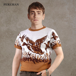 野鸭美式 T恤春夏男生非RRL 复古休闲咔叽凉感流行针织圆领全棉短袖