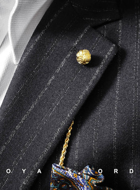 英皇爵迹独创纯铜电镀金色Lapel Chain 胸针领链 驳头 插花眼