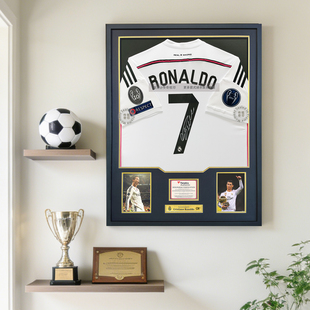 定制C罗皇家马德里复刻签名足球衣裱相框装饰收藏送球迷男友礼物