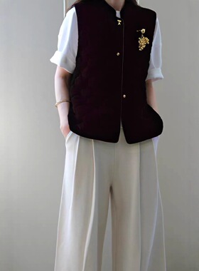 HeyAria新年战袍25早春新款丝绒马甲国风复古显瘦马甲时尚马夹