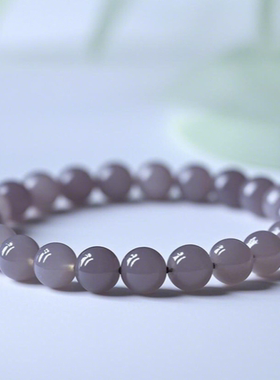 天然和田玉烟紫高冰手串收藏级圆珠单圈手链