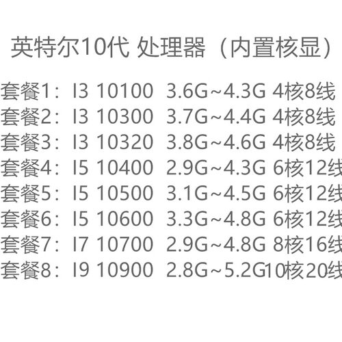 Intel/英特尔10代处理器
