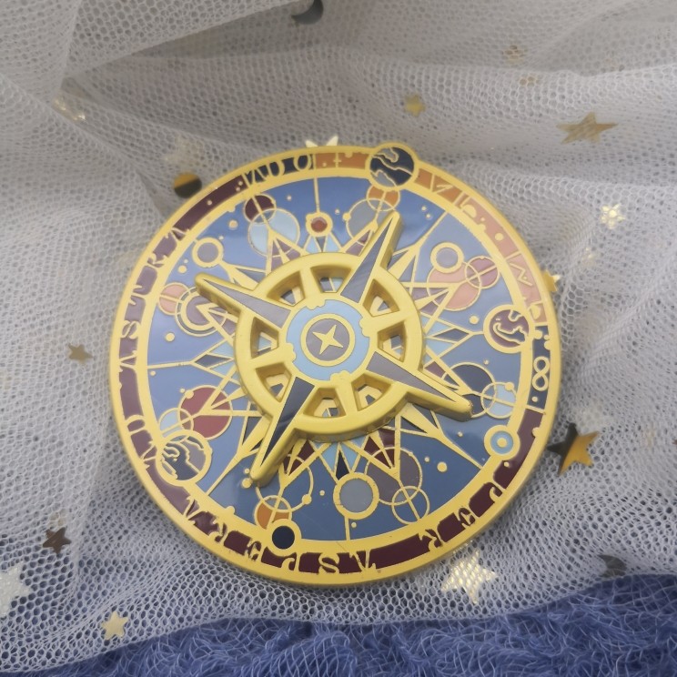 天体罗盘可旋转珐琅别针星形徽章天文学科幻礼物