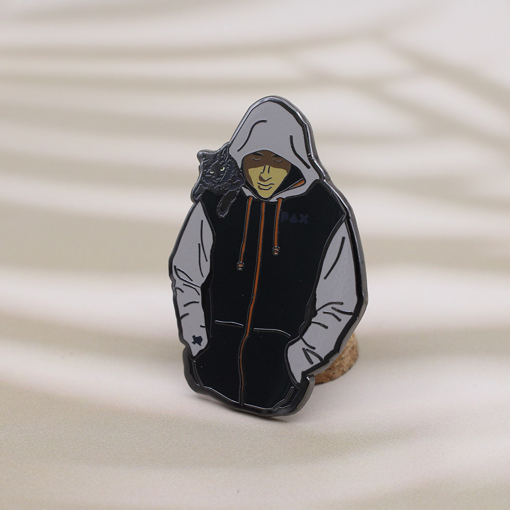 个性潮酷创意欧美金属徽章帅气连帽衫少年猫咪百搭复古饰品小胸针
