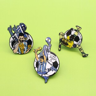 球王贝利足球周边纪念品巴西国家队金属徽章世界杯传奇人物胸针