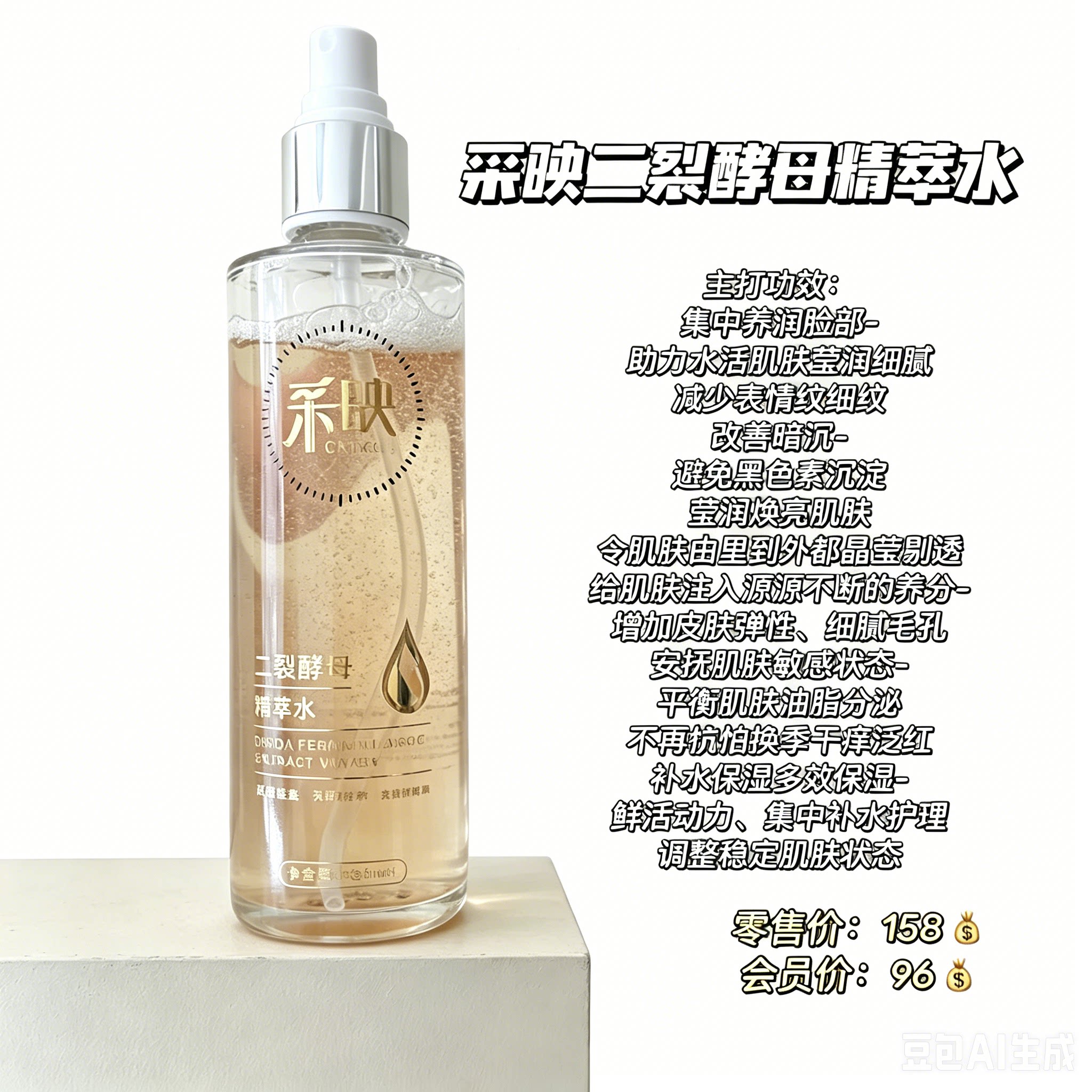 采映二裂酵母精萃水收缩毛孔改善暗沉祛痘补水保湿提亮修护精华水