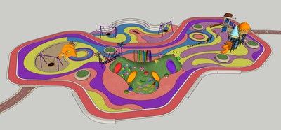非实体草图大师游乐场地su模型儿童活动场地skp儿童游乐设施器材