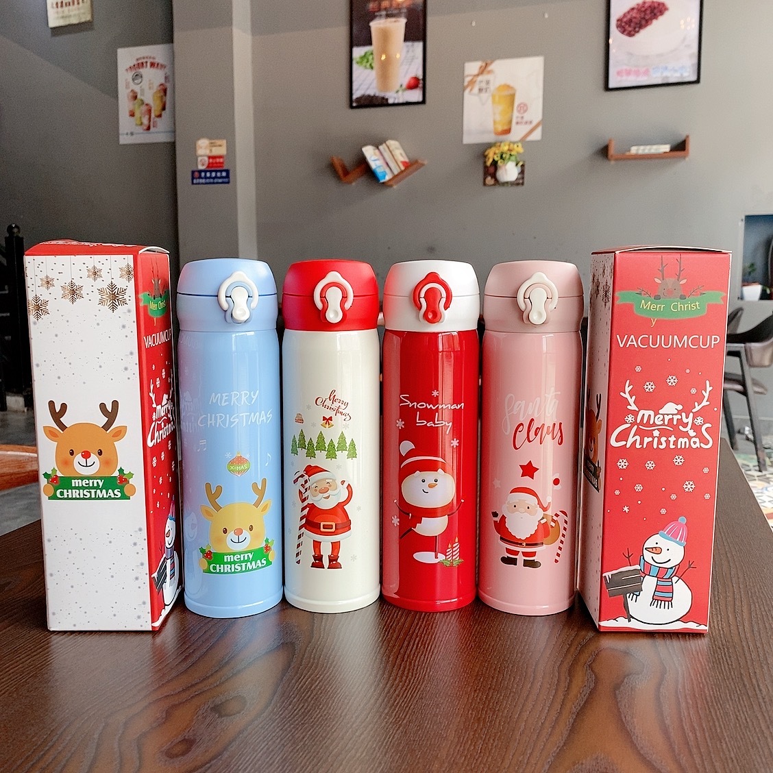 2025圣诞礼物卡通弹跳盖保温杯