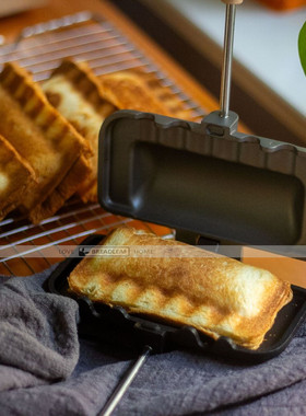 日式封边吐司三明治模具 烤盘双面煎烤夹锅 露营烤吐司锅 可拆卸