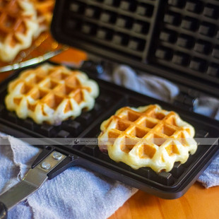 双头燃气华夫饼模 格子松饼不粘烤盘diy 糕点家用早餐锅 烘焙工具