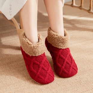 冬季加厚毛绒地板袜子女保暖护脚袜套小孩中大童室内居家地毯鞋袜